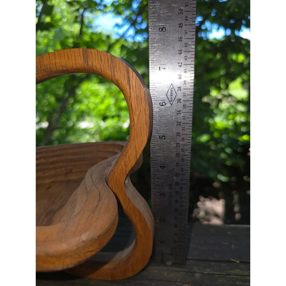Vintage Collapsible‎ Wooden Heart Basket Fold Out Trivet Bowl Boho Decor